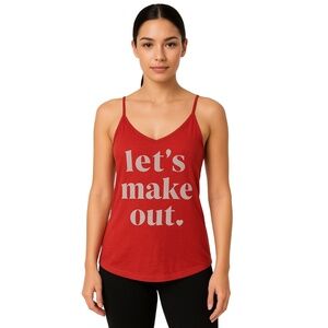 NOT A MORNING PERSON Red Lightweight‎ Spaghetti Strap Graphic Tank Top Womens XL